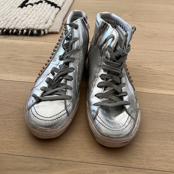 Golden Goose GGDB | NIB Studded Silver Slide Sneakers - Size IT 41 - Picture 3 of 9